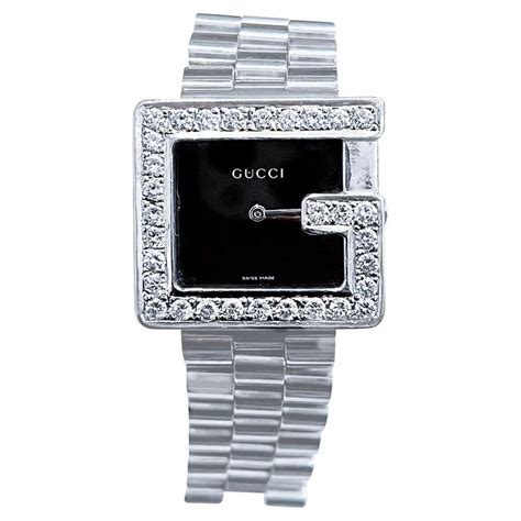 gucci black watch mens|men's Gucci watch diamond bezel.